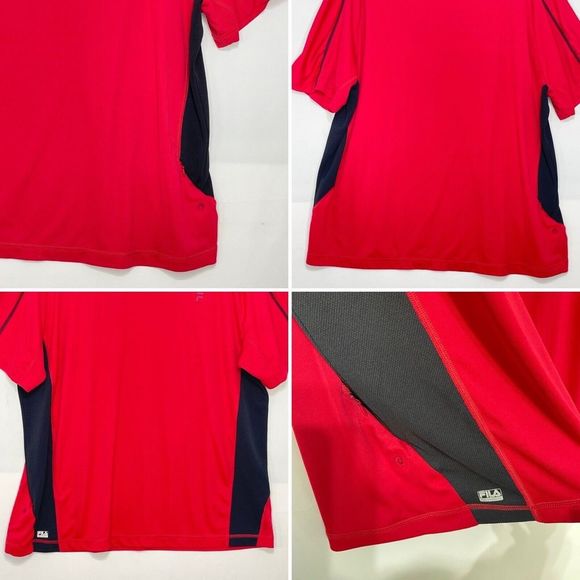 Fila Sport Men Size 2XL Short Sleeve Performance Tee Red And Black - Picture 10 of 16